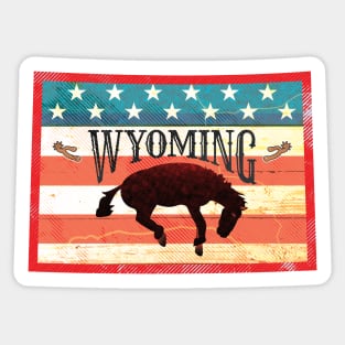 Wyoming Vintage Flag Bucking Bronco Sticker
